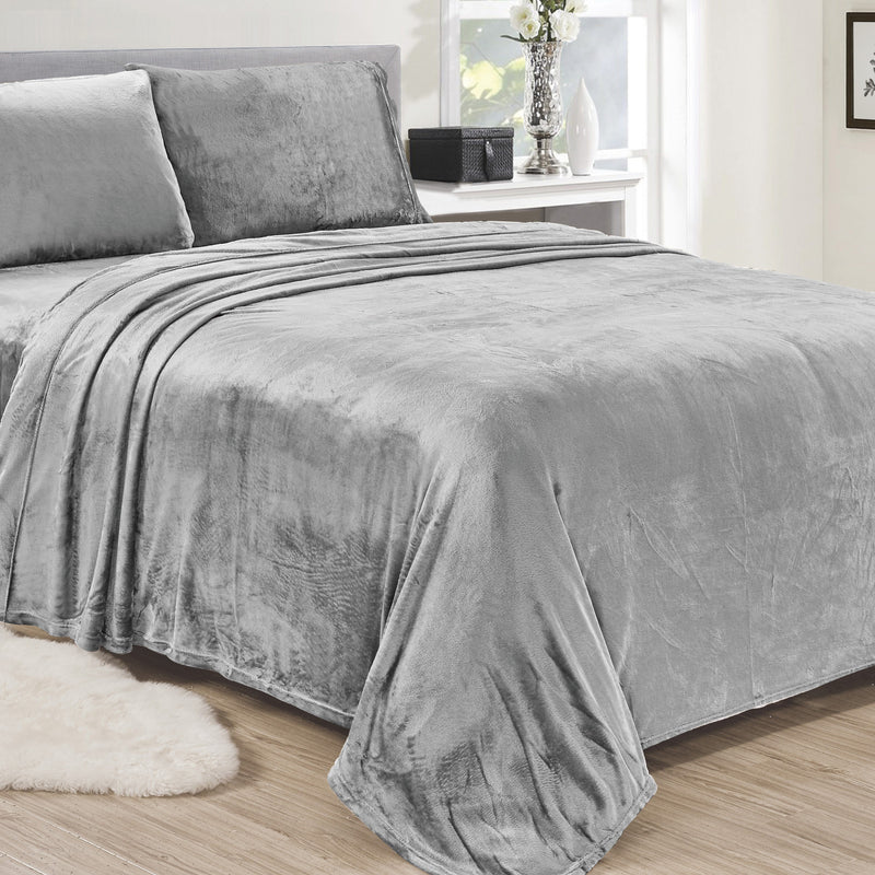 Noble House Lavana Microplush Sheet Set Bedding Twin Gray - DailySale