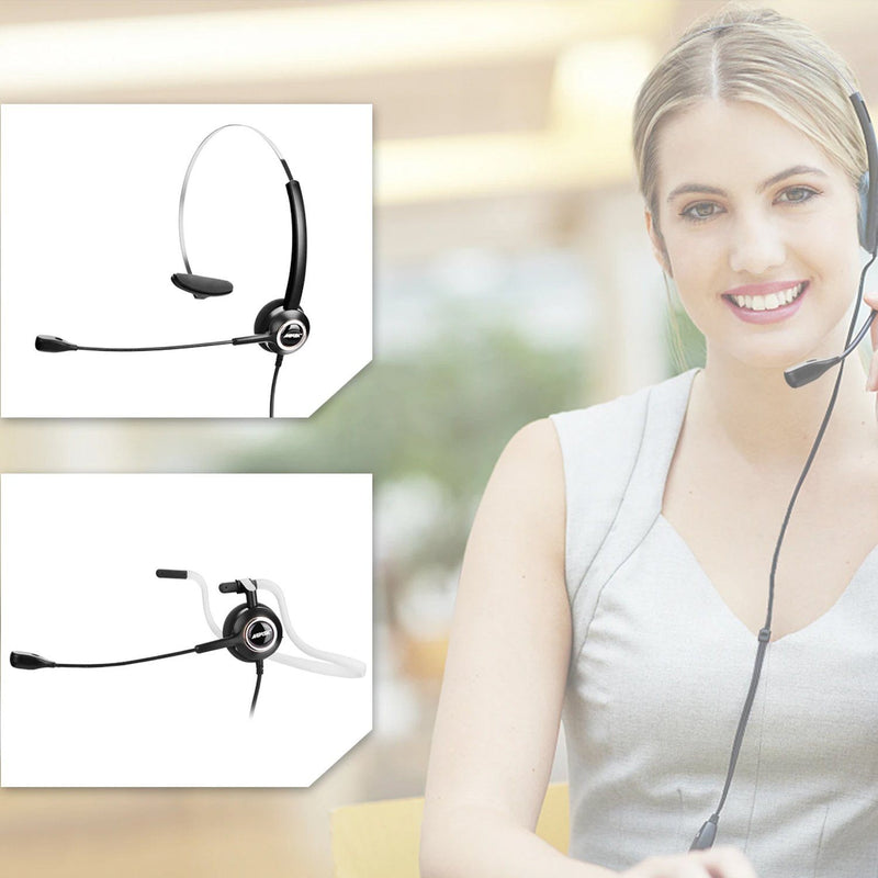 Noise Canceling Headset Convertible RJ9 Earphone with Microphone Adaptor Headphones & Audio - DailySale