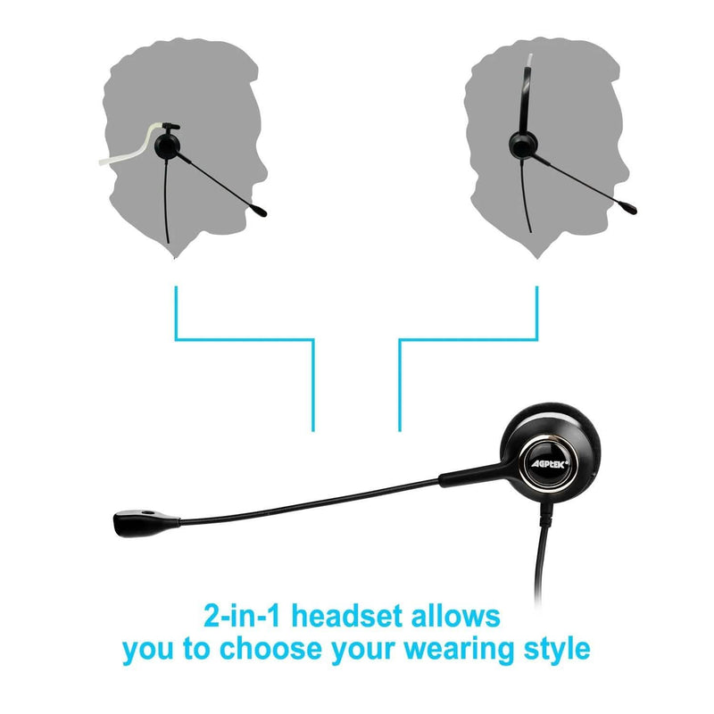 Noise Canceling Headset Convertible RJ9 Earphone with Microphone Adaptor Headphones & Audio - DailySale