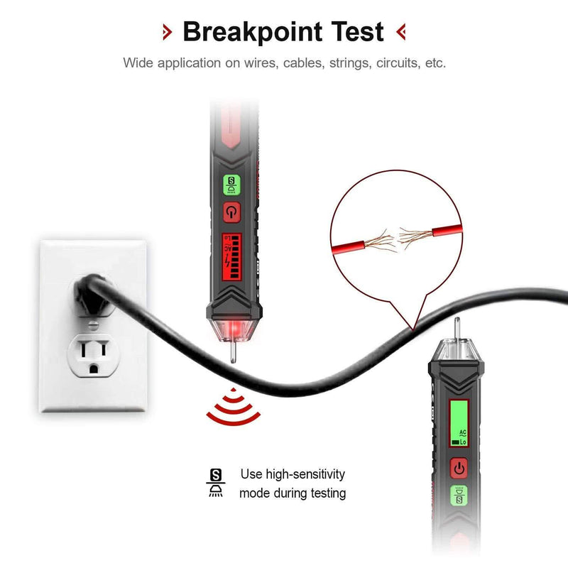 Non-Contact Voltage Tester with Dual Range AC 12V-1000V/48V-1000V Batteries & Electrical - DailySale