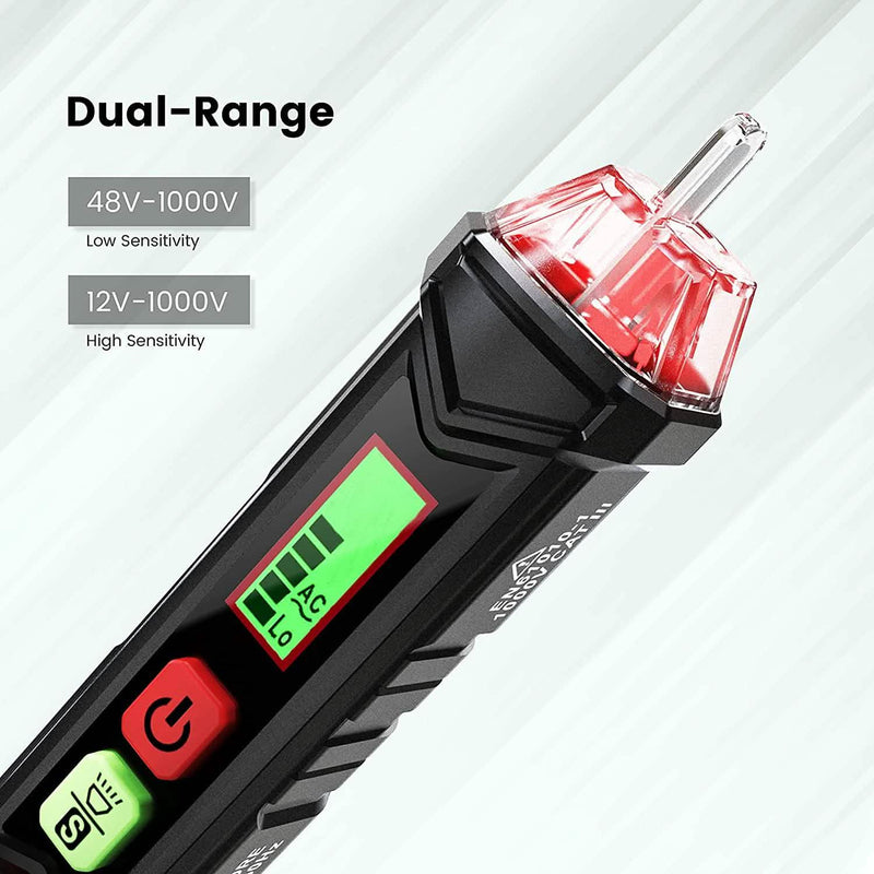 Non-Contact Voltage Tester with Dual Range AC 12V-1000V/48V-1000V Batteries & Electrical - DailySale