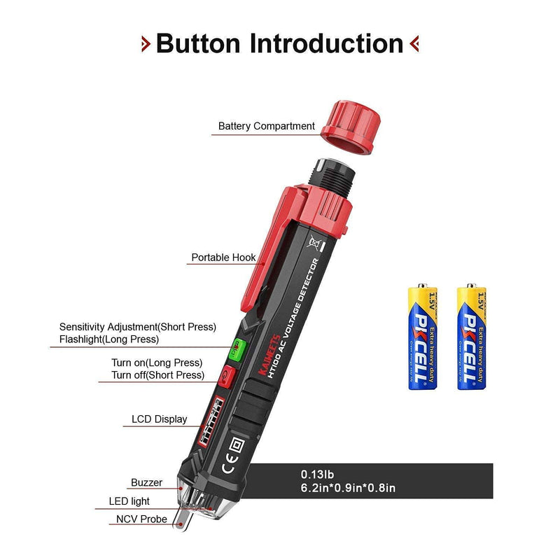 Non-Contact Voltage Tester with Dual Range AC 12V-1000V/48V-1000V Batteries & Electrical - DailySale