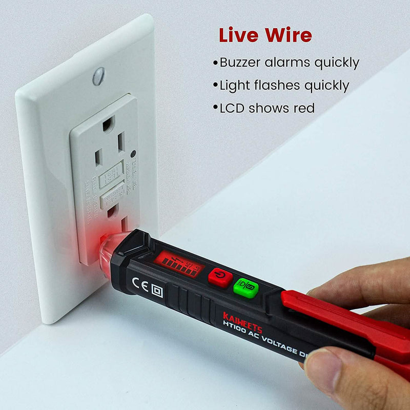 Non-Contact Voltage Tester with Dual Range AC 12V-1000V/48V-1000V Batteries & Electrical - DailySale