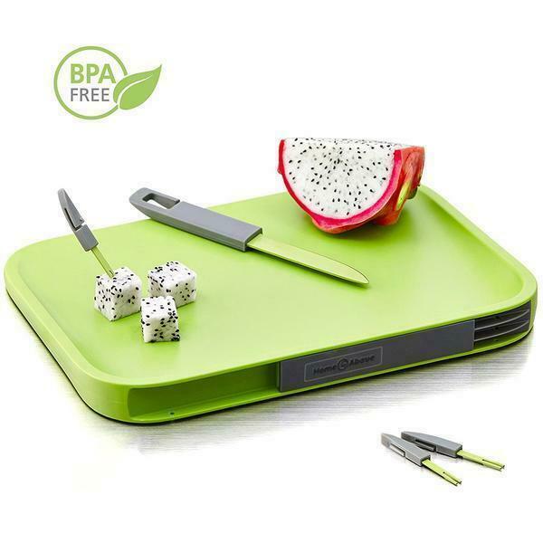 Non-Slip Cutting Board Set Includes -Knife, 3 Mini Forks, BPA Free Board Kitchen & Dining - DailySale