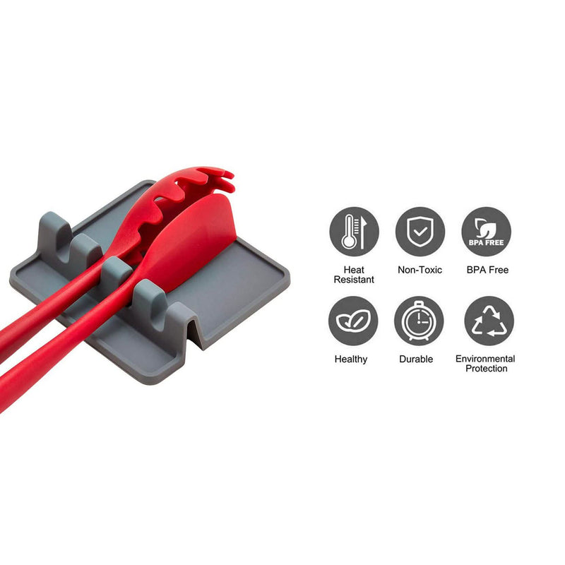 Non-Slip Heat Resistant Silicone Multiple Utensil Rest with Drip Pad Kitchen & Dining - DailySale