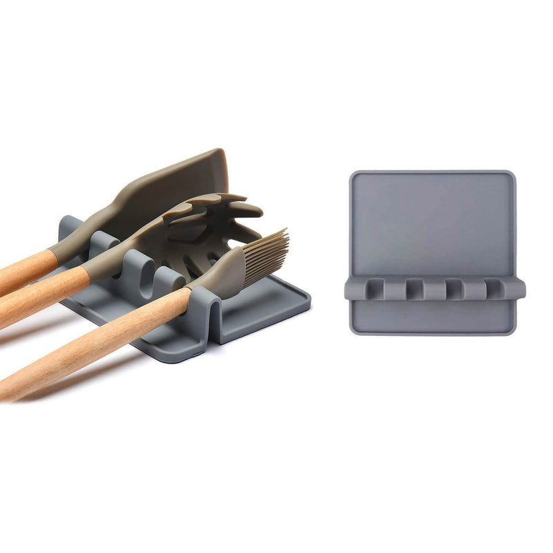 Non-Slip Heat Resistant Silicone Multiple Utensil Rest with Drip Pad Kitchen & Dining Gray - DailySale