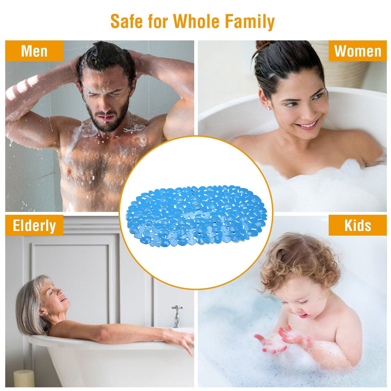 Non-Slip Massage Pebble Bath Mat Bath - DailySale