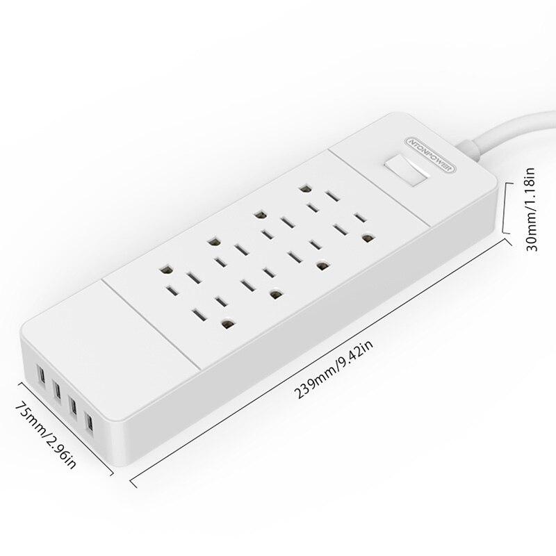 NTON Power USP US Electric Plug 8 AC Power Outlet with USB Charger Gadgets & Accessories - DailySale
