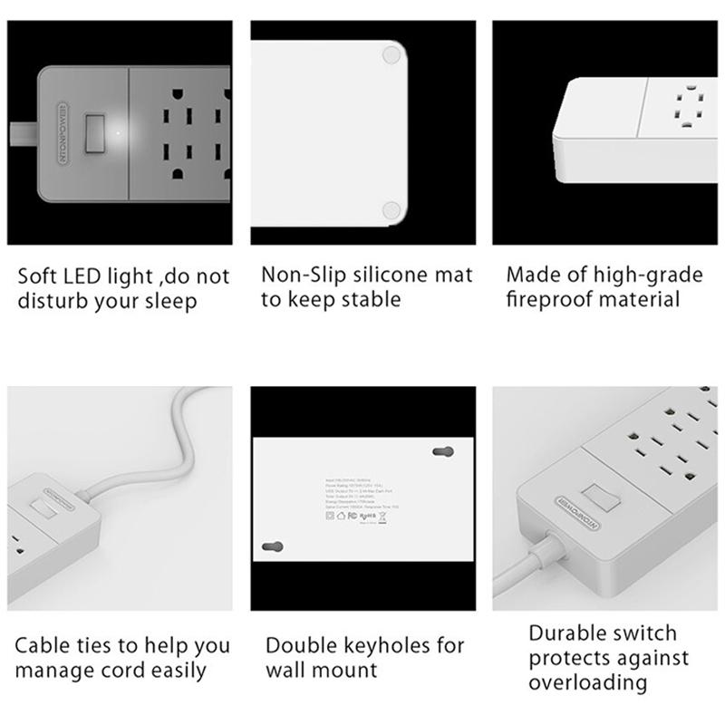 NTON Power USP US Electric Plug 8 AC Power Outlet with USB Charger Gadgets & Accessories - DailySale