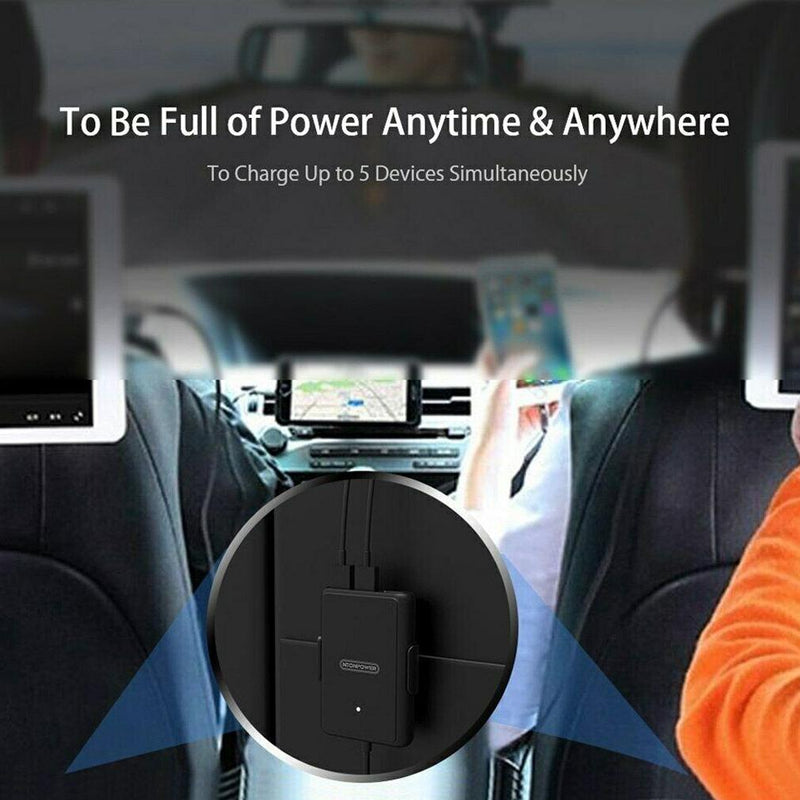 NTONPOWER 5 USB Ports Car Charger with 1.8 Extension Cable Auto Accessories - DailySale