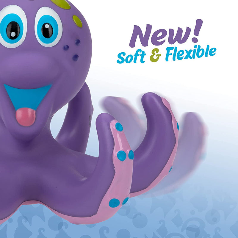 Nuby Floating Purple Octopus with 3 Hoopla Rings Interactive Bath Toy Toy Airplanes - DailySale