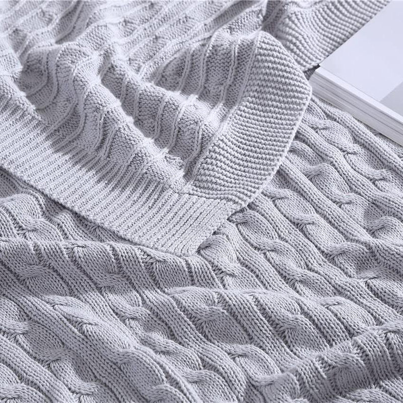 Oak 100% Cotton Cable Knit Throw Blanket