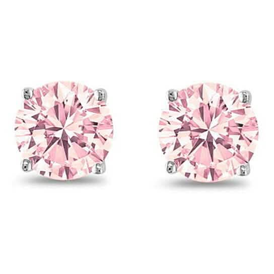 October Birthstone Pink 925 Sterling Silver Round Cz Stud Earring Earrings - DailySale
