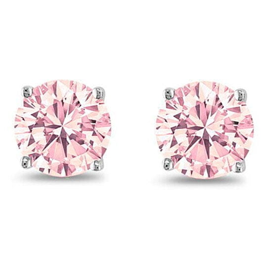 October Birthstone Pink 925 Sterling Silver Round Cz Stud Earring Earrings - DailySale