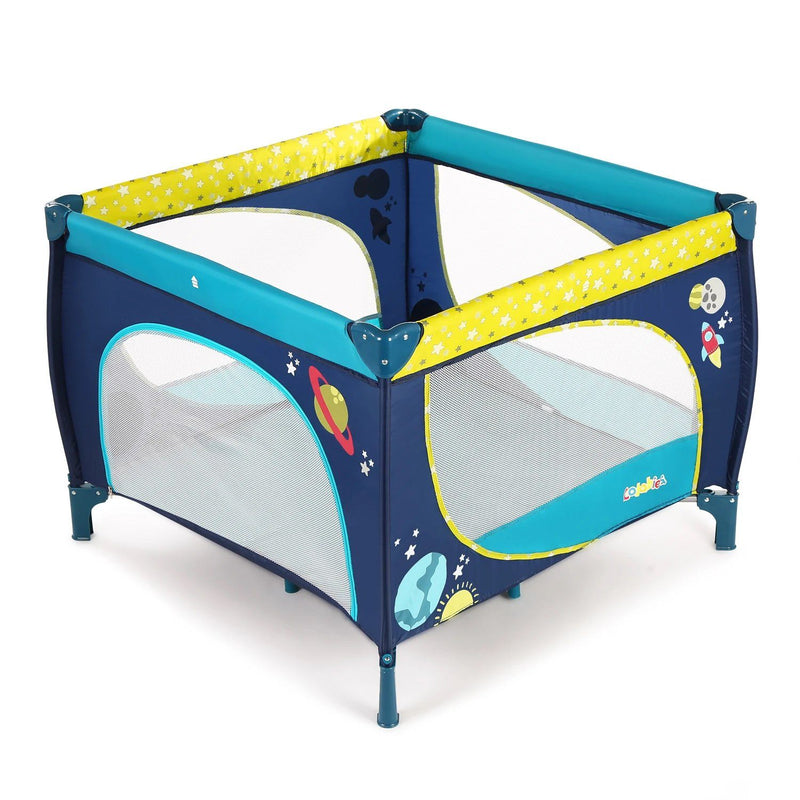 Odoland 39''x 39'' Infant Toddler Foldable Playpen Playard With Mattress Rail Fence Blue Baby - DailySale