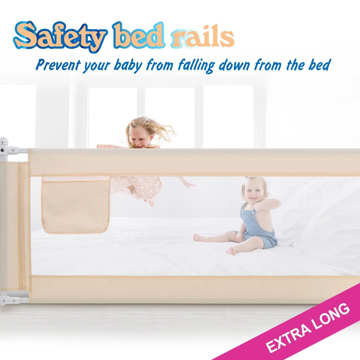 Odoland 70in Foldable Baby Toddler Safety Bed Rail Anti Falling Guard Baby - DailySale