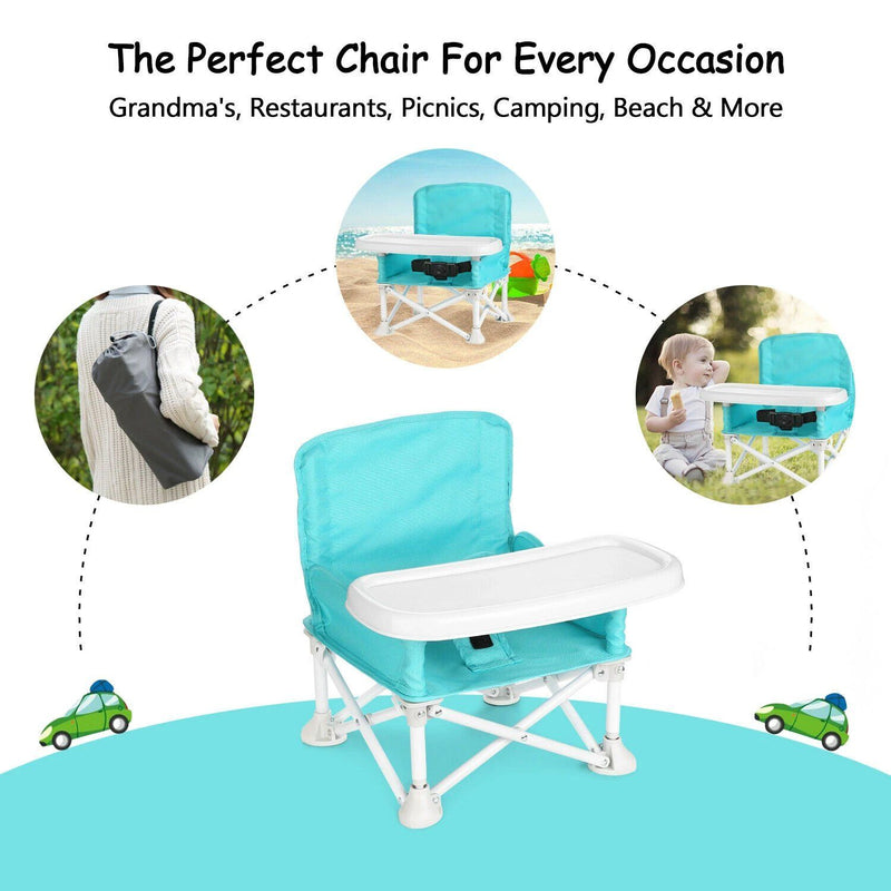 ODOLAND Folding Portable Travel High Chairs Booster Seat with Tray for Baby Infant Baby - DailySale