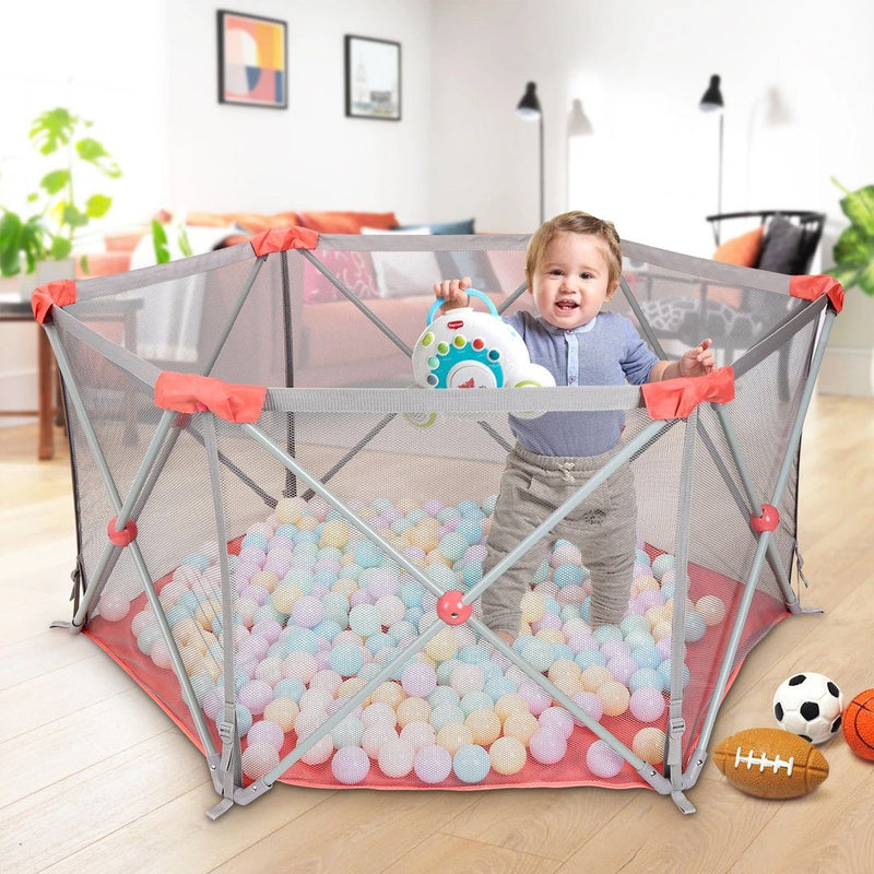 Odoland Safety Portable Playpen Infants Toddler Fence Baby - DailySale
