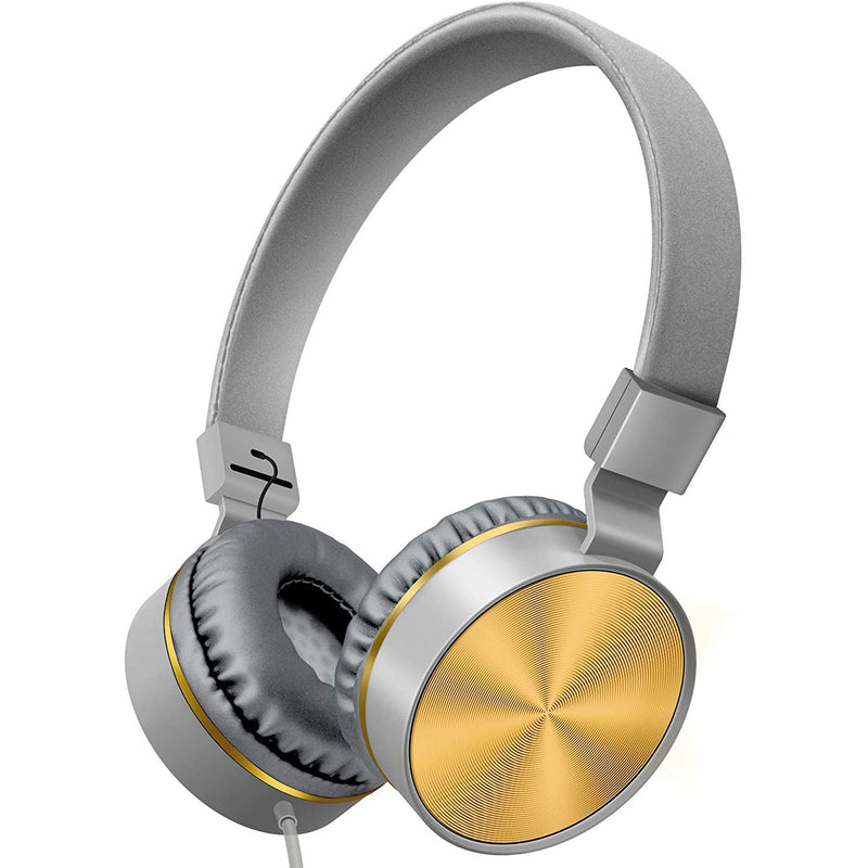 On-Ear Headphones with Built-in Mic, Portable Audio Headset with Adjustable Headband Headphones & Audio Gray - DailySale