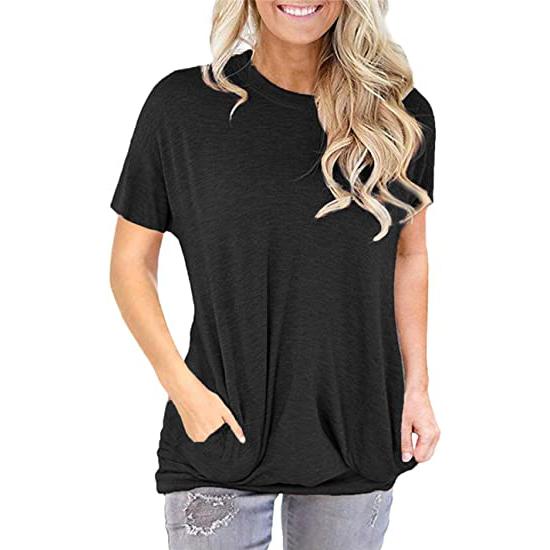 Onlypuff Pocket Shirts for Women Casual Loose Fit Tunic Top Baggy Comfy Blouse Women's Clothing Black S - DailySale