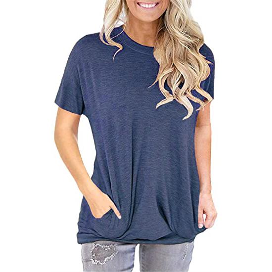 Onlypuff Pocket Shirts for Women Casual Loose Fit Tunic Top Baggy Comfy Blouse Women's Clothing Navy Blue S - DailySale