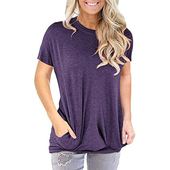 Onlypuff Pocket Shirts for Women Casual Loose Fit Tunic Top Baggy Comfy Blouse Women's Clothing Purple S - DailySale