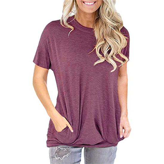 Onlypuff Pocket Shirts for Women Casual Loose Fit Tunic Top Baggy Comfy Blouse Women's Clothing Wine Red S - DailySale