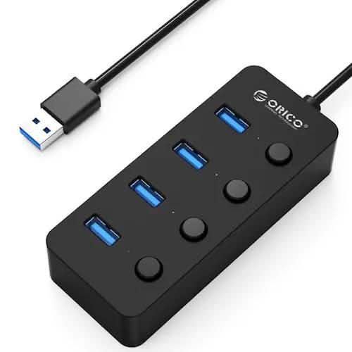 ORICO Splitter 4-Port USB 3.0 Faceup Design Hub Computer Accessories - DailySale