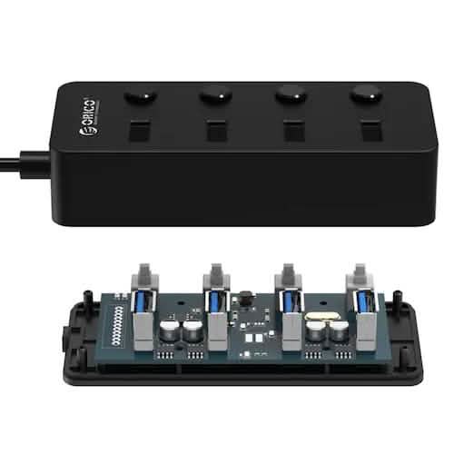 ORICO Splitter 4-Port USB 3.0 Faceup Design Hub Computer Accessories - DailySale