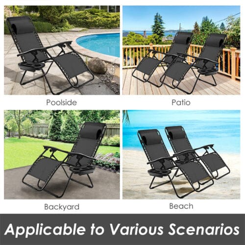 Outdoor Folding Zero Gravity Reclining Lounge Chair Garden & Patio - DailySale