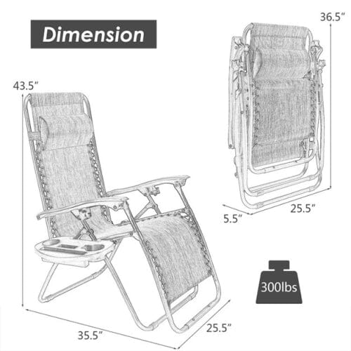 Outdoor Folding Zero Gravity Reclining Lounge Chair Garden & Patio - DailySale