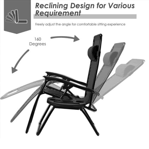 Outdoor Folding Zero Gravity Reclining Lounge Chair Garden & Patio - DailySale