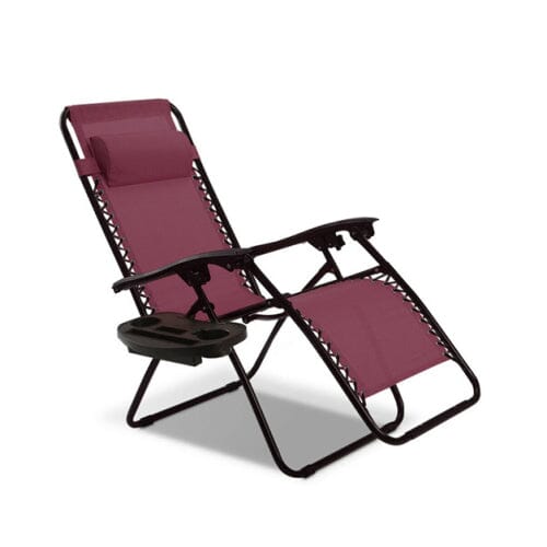 Outdoor Folding Zero Gravity Reclining Lounge Chair Garden & Patio Dark Red - DailySale