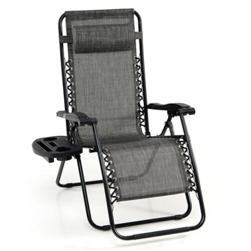 Outdoor Folding Zero Gravity Reclining Lounge Chair Garden & Patio Gray - DailySale