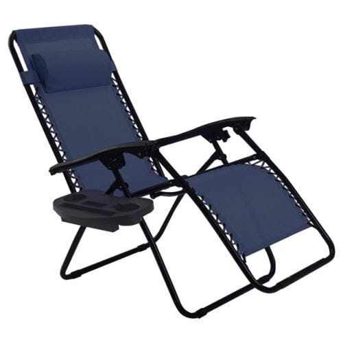 Outdoor Folding Zero Gravity Reclining Lounge Chair Garden & Patio Navy - DailySale