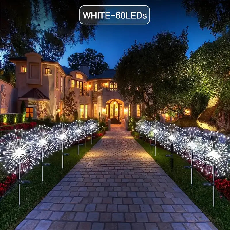 Outdoor Solar Garden Lights with 8 Lighting Modes Outdoor Lighting White 90LED - DailySale