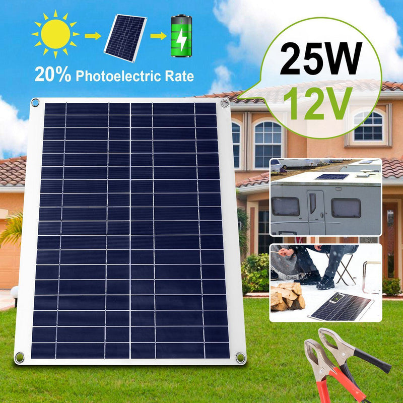 Outdoor Solar Panel 12V 25W Car Battery Charger Automotive - DailySale