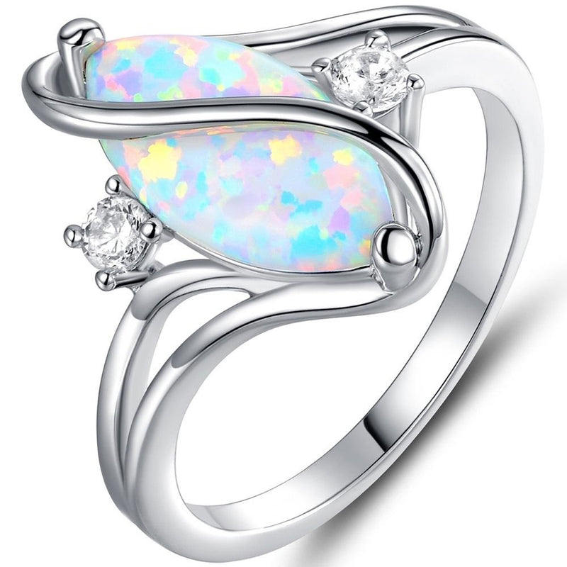 Oval-Cut White Fire Opal and Cubic Zirconia S Ring - Size: 10 Jewelry - DailySale