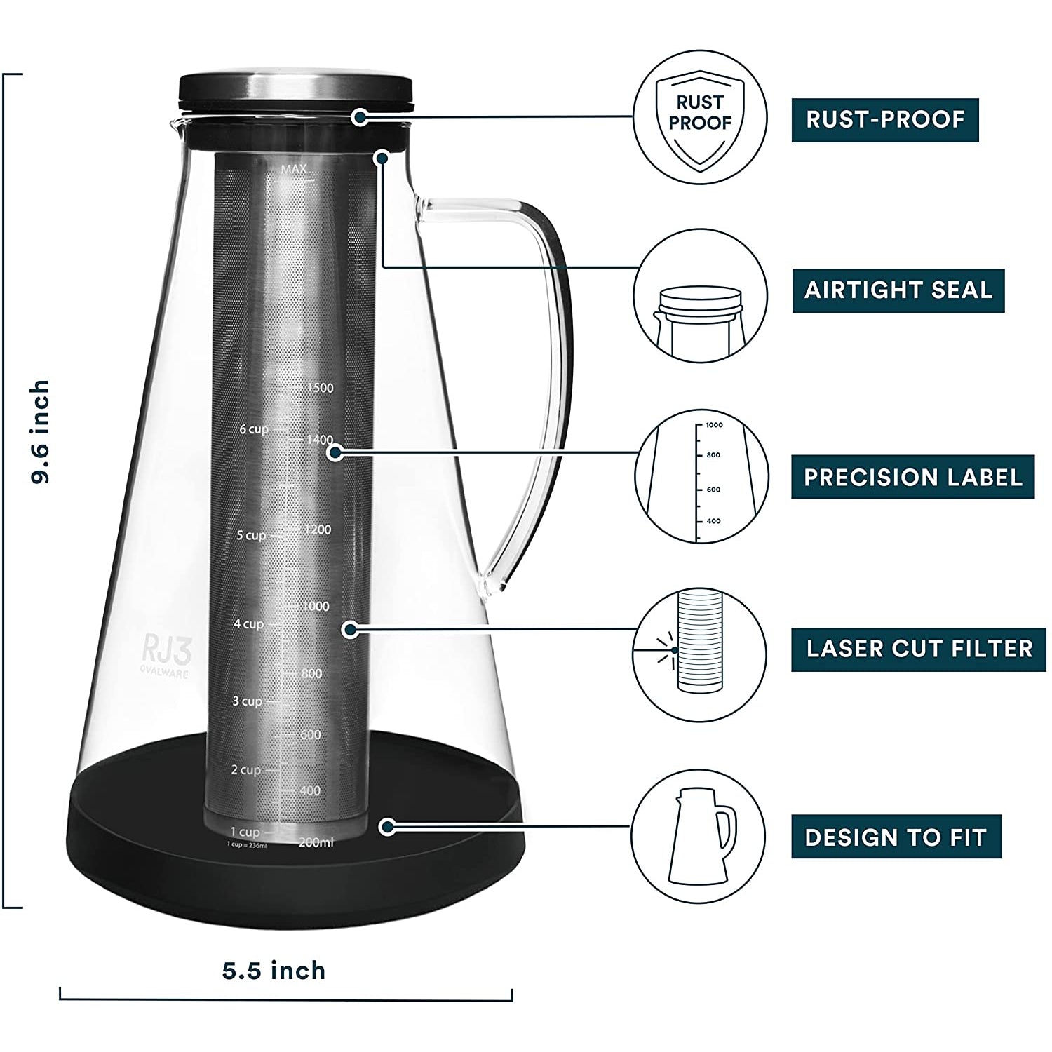 Ovalware Cold Brew Iced Coffee Maker Kitchen Appliances - DailySale