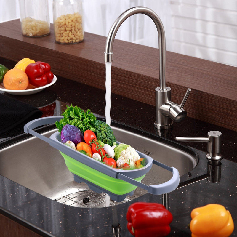 Over-The-Sink Collapsible Colander With Extendable Handles