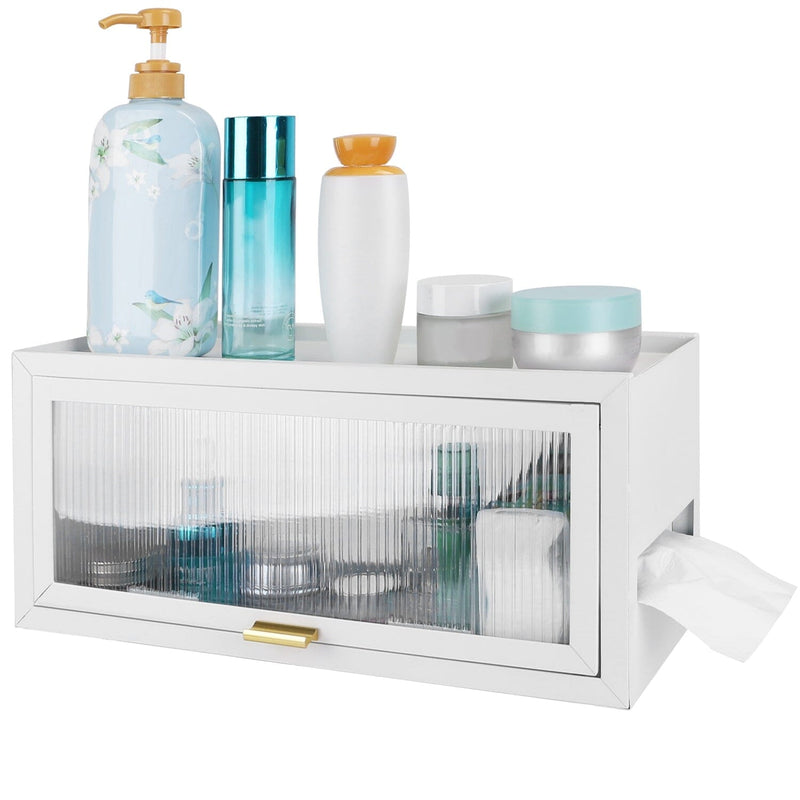Over the Toilet Storage Cabinet with Dust-Proof Transparent Magnetic Door Side Opening