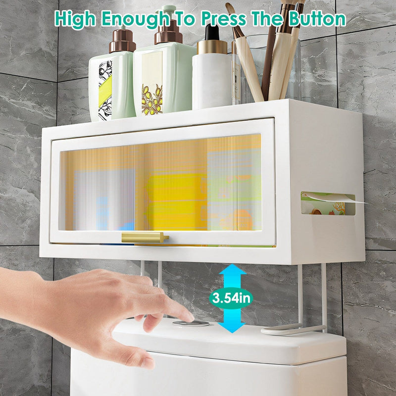Over the Toilet Storage Cabinet with Dust-Proof Transparent Magnetic Door Side Opening Closet & Storage - DailySale