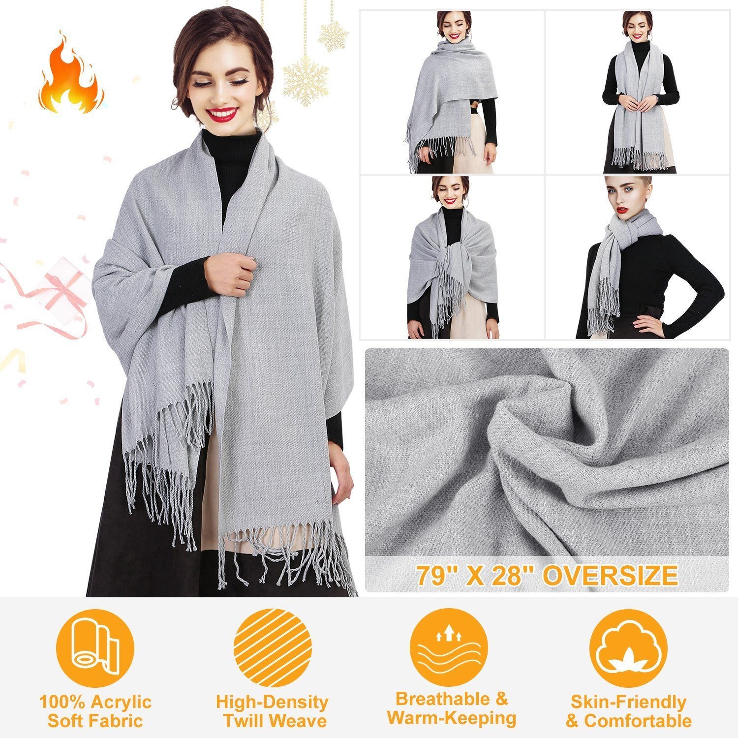 Oversize Cashmere Wool Shawl Wrap Blanket Women's Clothing - DailySale