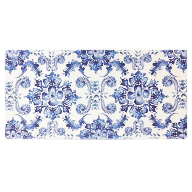 Oversized 20"x 39" Anti-Fatigue Embossed Floor Mat Home Essentials Poppy Sketch Tile Blue - DailySale
