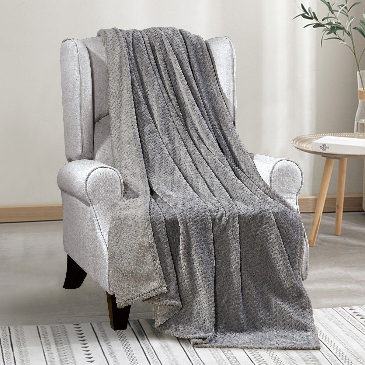 Oversized Chevron Braided Throw Blanket Linen & Bedding - DailySale