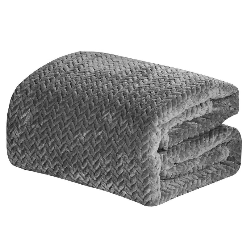 Oversized Chevron Braided Throw Blanket Linen & Bedding Gray - DailySale