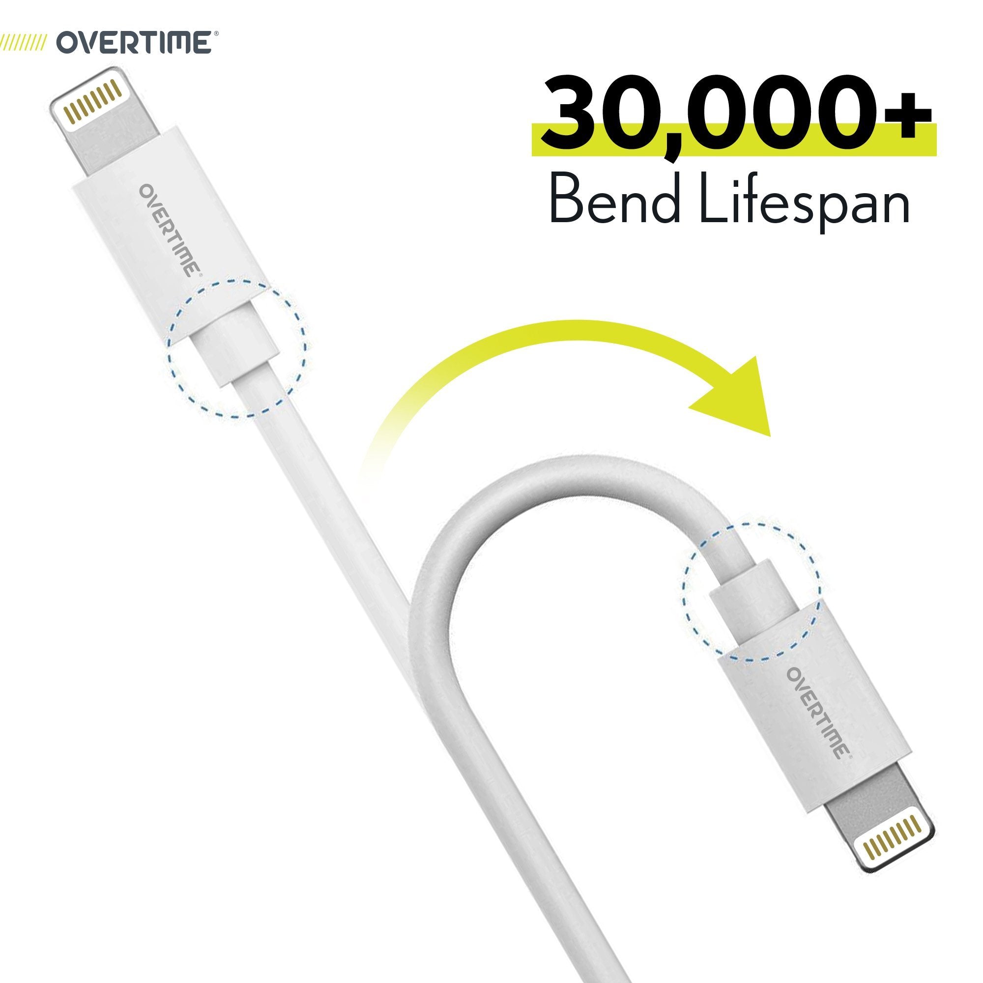 Overtime Apple MFI Certified iPhone Charger Lightning Cable 10 Foot - White Mobile Accessories - DailySale