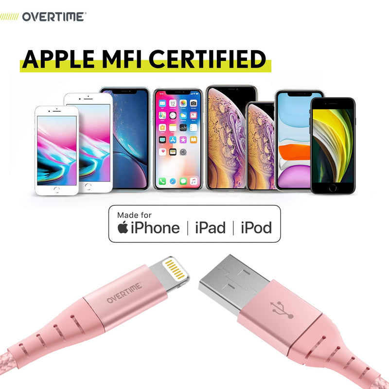 Overtime Apple MFi Certified Lightning Cable 6ft with Dual USB Wall Charger Adapter Mobile Accessories - DailySale
