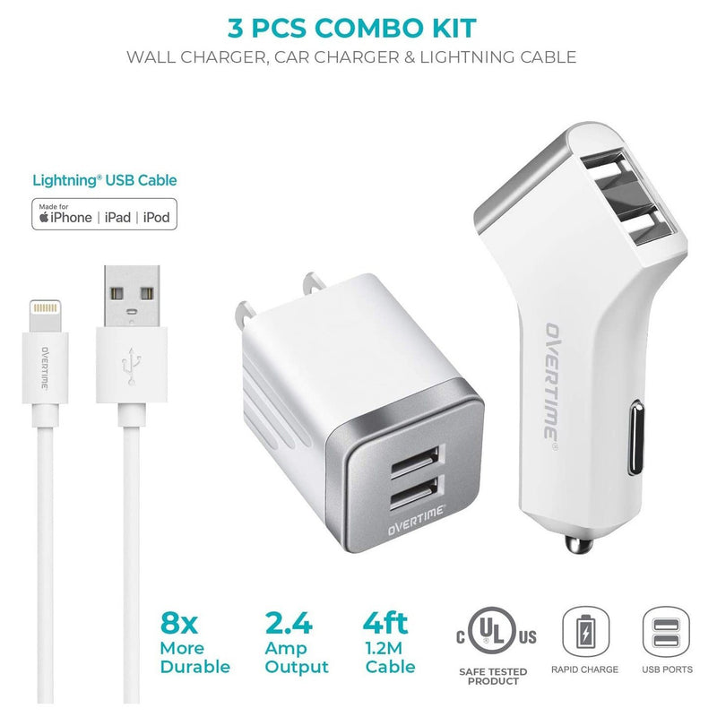 Overtime Dual iPhone Car Charger Set Mobile Accessories - DailySale