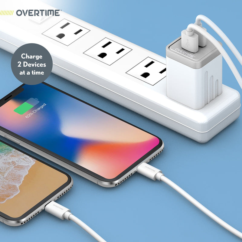 Overtime Dual USB Power Adapter Fast Charging Power Plug Mobile Accessories - DailySale